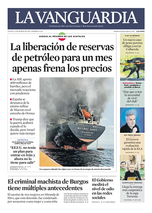 Prima pagina La Vanguardia di oggi - Quotidiano regionale