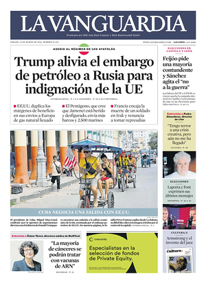 Prima pagina La Vanguardia di oggi - Quotidiano regionale