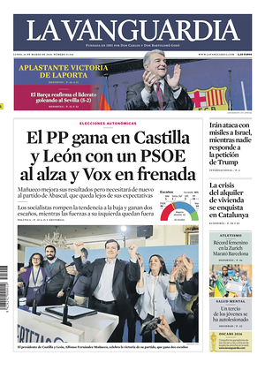Prima pagina La Vanguardia di oggi - Quotidiano regionale