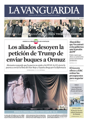 Prima pagina La Vanguardia di oggi - Quotidiano regionale
