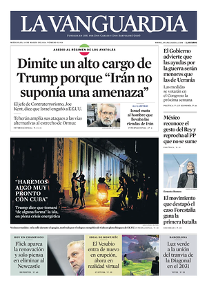 Prima pagina La Vanguardia di oggi - Quotidiano regionale