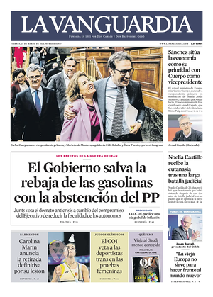 Prima pagina La Vanguardia di oggi - Quotidiano regionale