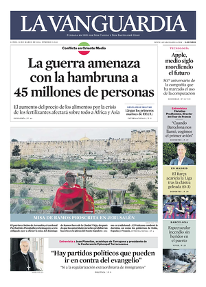 Prima pagina La Vanguardia di oggi - Quotidiano regionale