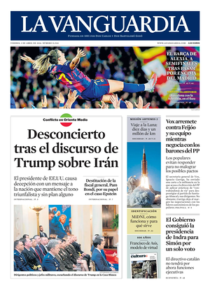 Prima pagina La Vanguardia di oggi - Quotidiano regionale