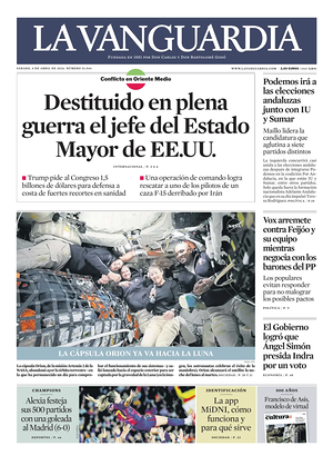 Prima pagina La Vanguardia di oggi - Quotidiano regionale