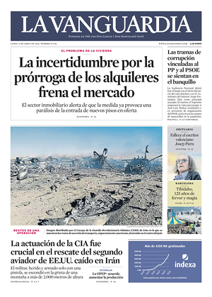 Prima pagina La Vanguardia di oggi - Quotidiano regionale