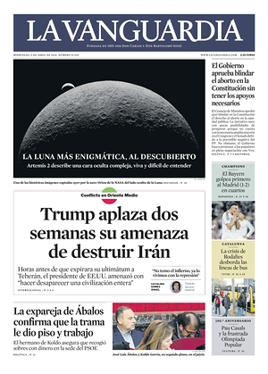 Prima pagina La Vanguardia di oggi - Quotidiano regionale