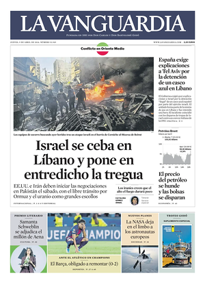 Prima pagina La Vanguardia di oggi - Quotidiano regionale