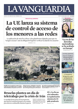 Prima pagina La Vanguardia di oggi - Quotidiano regionale