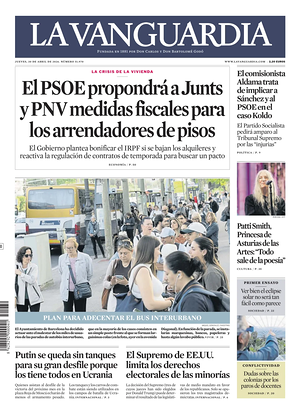 Prima pagina La Vanguardia di oggi - Quotidiano regionale