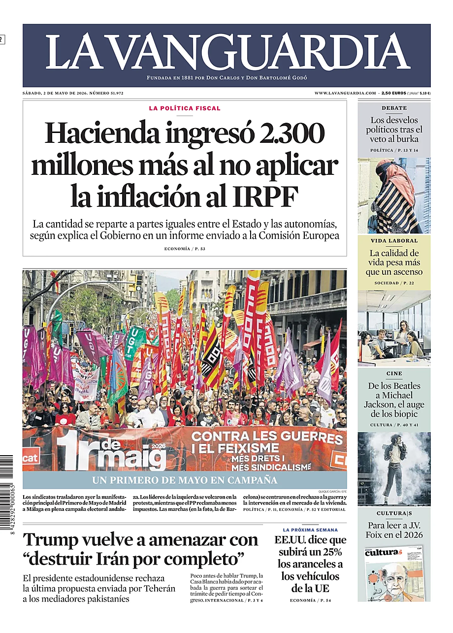 Portada La Vanguardia de hoy - Quiosco 2 mayo 2026