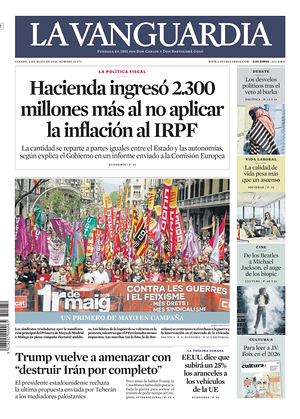 Prima pagina La Vanguardia di oggi - Quotidiano regionale
