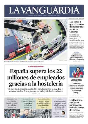 Prima pagina La Vanguardia di oggi - Quotidiano regionale