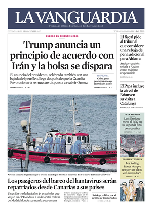 Prima pagina La Vanguardia di oggi - Quotidiano regionale