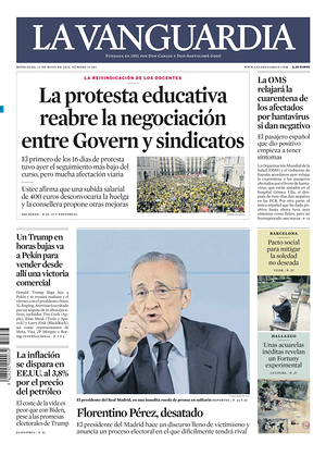 Prima pagina La Vanguardia di oggi - Quotidiano regionale