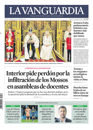 Prima pagina La Vanguardia di oggi - Quotidiano regionale