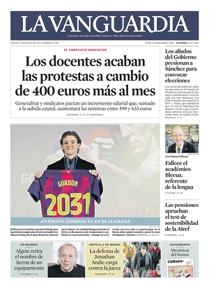 Prima pagina La Vanguardia di oggi - Quotidiano regionale