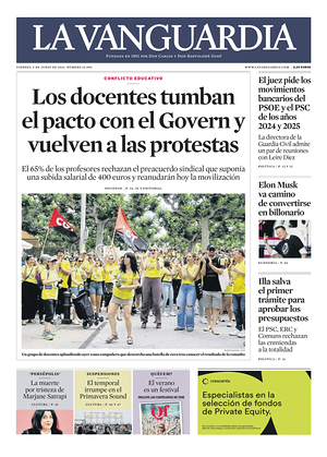 Prima pagina La Vanguardia di oggi - Quotidiano regionale