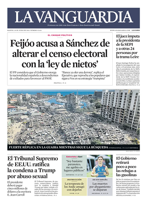 Prima pagina La Vanguardia di oggi - Quotidiano regionale
