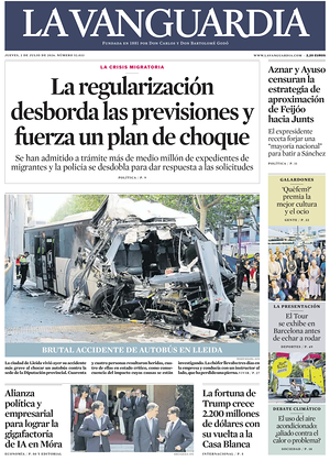 Prima pagina La Vanguardia di oggi - Quotidiano regionale