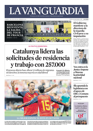 Prima pagina La Vanguardia di oggi - Quotidiano regionale