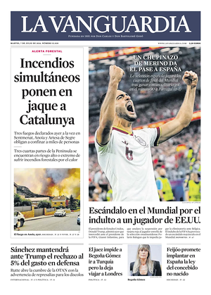 Prima pagina La Vanguardia di oggi - Quotidiano regionale