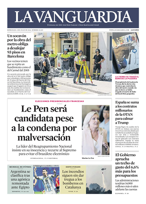 Prima pagina La Vanguardia di oggi - Quotidiano regionale