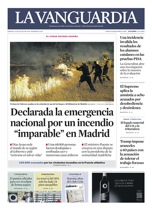 Prima pagina La Vanguardia di oggi - Quotidiano regionale