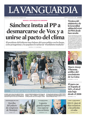 Prima pagina La Vanguardia di oggi - Quotidiano regionale