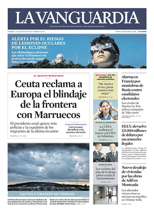 Prima pagina La Vanguardia di oggi - Quotidiano regionale