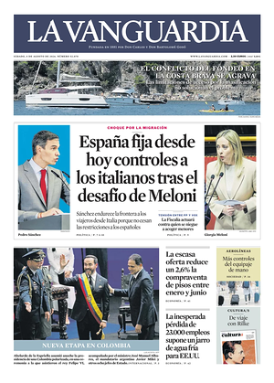 Prima pagina La Vanguardia di oggi - Quotidiano regionale