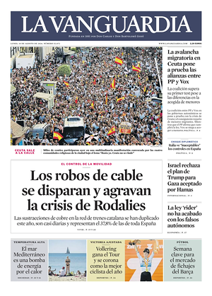 Prima pagina La Vanguardia di oggi - Quotidiano regionale