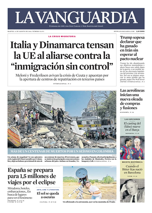 Prima pagina La Vanguardia di oggi - Quotidiano regionale