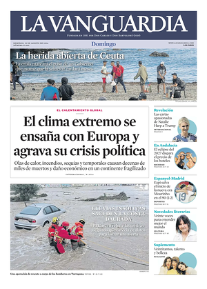 Prima pagina La Vanguardia di oggi - Quotidiano regionale