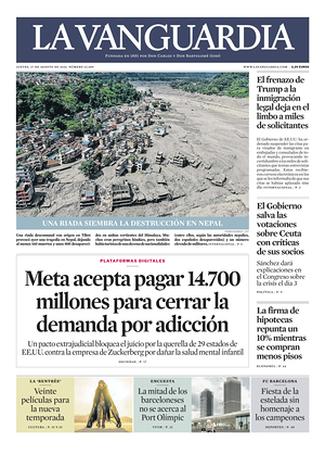 Prima pagina La Vanguardia di oggi - Quotidiano regionale