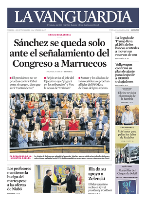 Prima pagina La Vanguardia di oggi - Quotidiano regionale