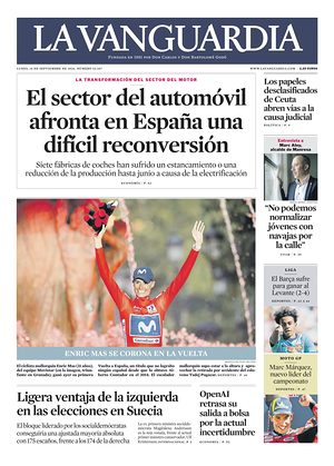 Prima pagina La Vanguardia di oggi - Quotidiano regionale