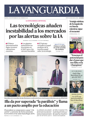 Prima pagina La Vanguardia di oggi - Quotidiano regionale