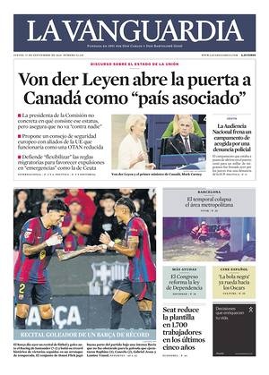 Prima pagina La Vanguardia di oggi - Quotidiano regionale