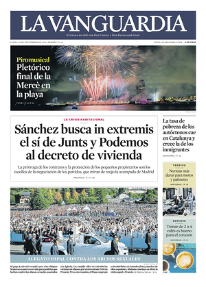 Prima pagina La Vanguardia di oggi - Quotidiano regionale