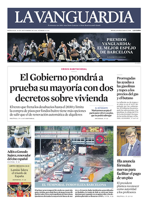 Prima pagina La Vanguardia di oggi - Quotidiano regionale