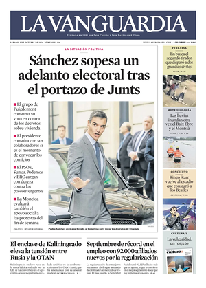 Prima pagina La Vanguardia di oggi - Quotidiano regionale