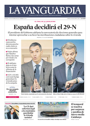 Prima pagina La Vanguardia di oggi - Quotidiano regionale