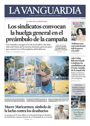 Prima pagina La Vanguardia di oggi - Quotidiano regionale