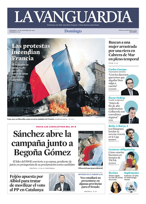 Prima pagina La Vanguardia di oggi - Quotidiano regionale