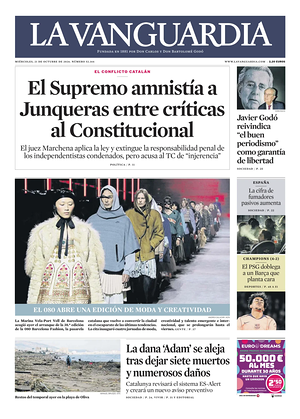 Prima pagina La Vanguardia di oggi - Quotidiano regionale