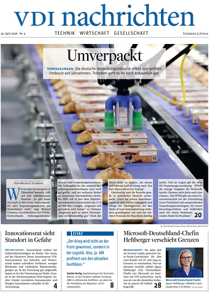 Titelseite von VDI Nachrichten heute - Wirtschaftszeitungen