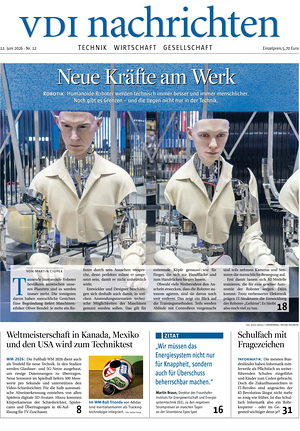 Titelseite von VDI Nachrichten heute - Wirtschaftszeitungen