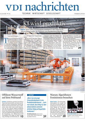 Titelseite von VDI Nachrichten heute - Wirtschaftszeitungen