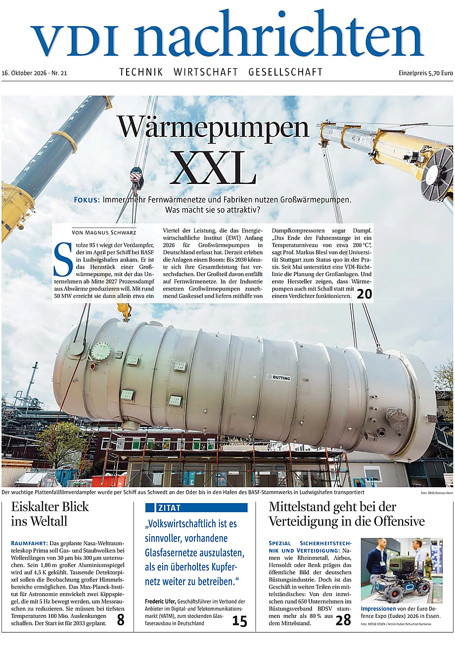 Titelseite von VDI Nachrichten heute - Presse 16 Oktober 2026